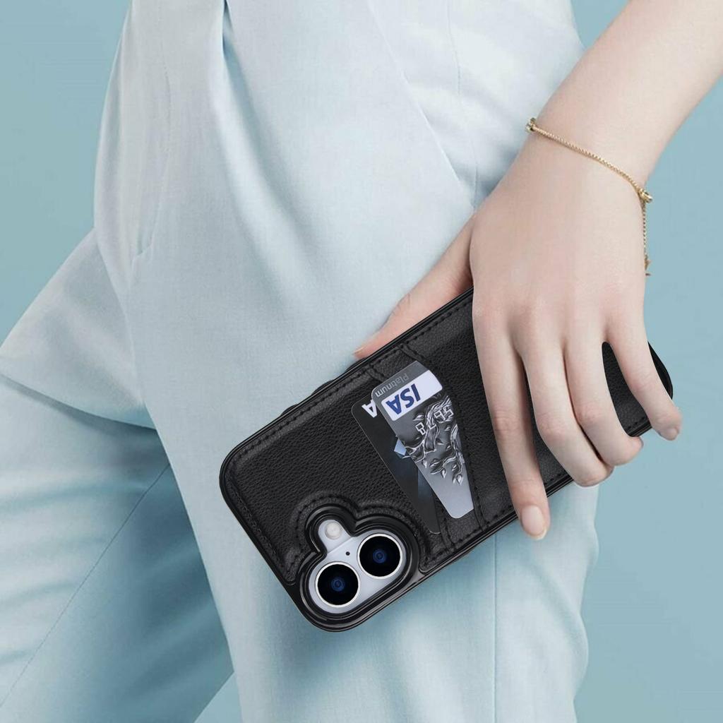 For iPhone 17 Case Card Slot Slim-Fit PU + TPU Mobile Cover
