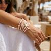 Boho Mermaid Tail Beaded Bracelet Set for Women Irregular Stone Starfish Imitation Pearl Elastic Bracelets Vacation Jewelry Gift