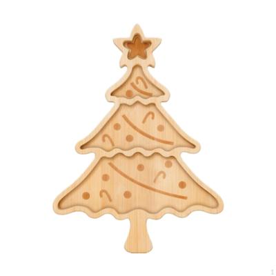 Teller in Weihnachtsbaumform, Weihnachts-Dessert, Servierplatte, Salatschale, Vorspeisenplatte, Holz
