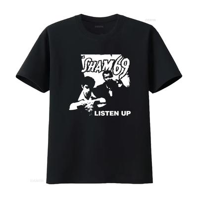 SHAM 69 English Punk Rock Band Listen Up T Shirt Music Regular Vintage Washed Casual Slightly Stylish Streetwear Soft