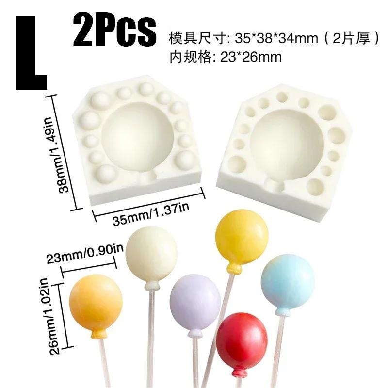 2pcs Mini Heart Shape Balloon Silicone Mold Fondant Chocolate Mould DIY Gumpaste Clay Candle Molds Cake Decorating Tool Bakeware