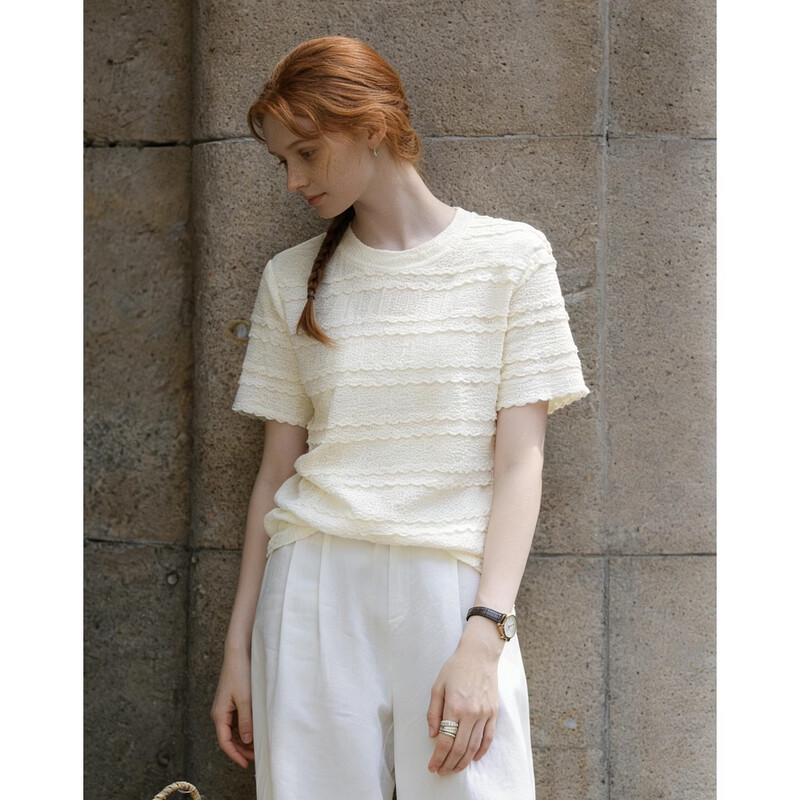 Demana Women's Textured Knit Short-Sleeve T-shirt