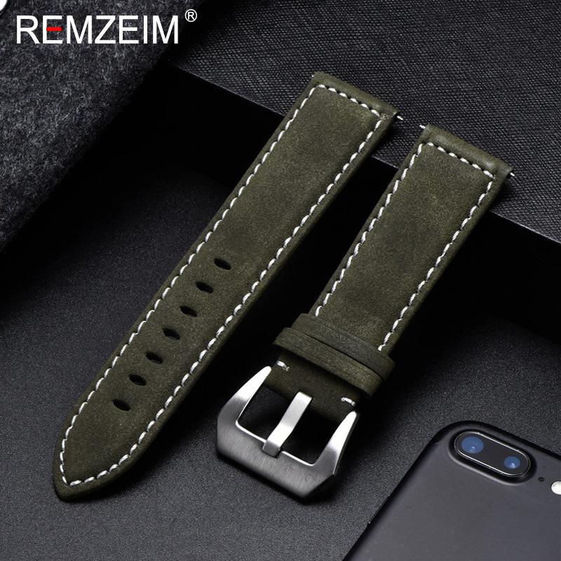 18mm 20mm 22mm 24mm Matte Leather Watchband Men Women Strap Luxury Brand Red Blue Green Watch Band Accessories