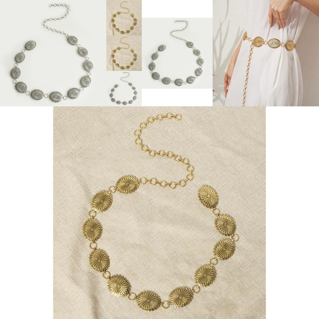 Bohemian Metal Waist Chain With Vintage Embossed Design For Women