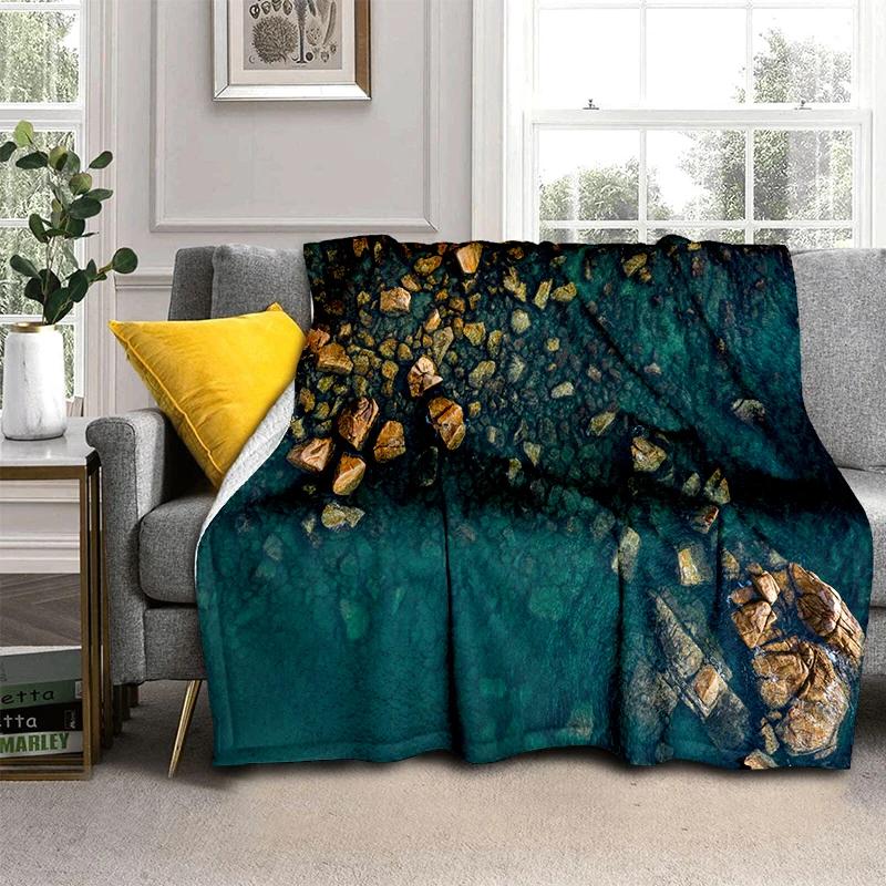 29 Style New Sea Water Beach Reef Nature Scenery 3D Blanket,Soft Throw Blanket for Home Bedroom Bed Sofa Travel Picnic Cover Kid