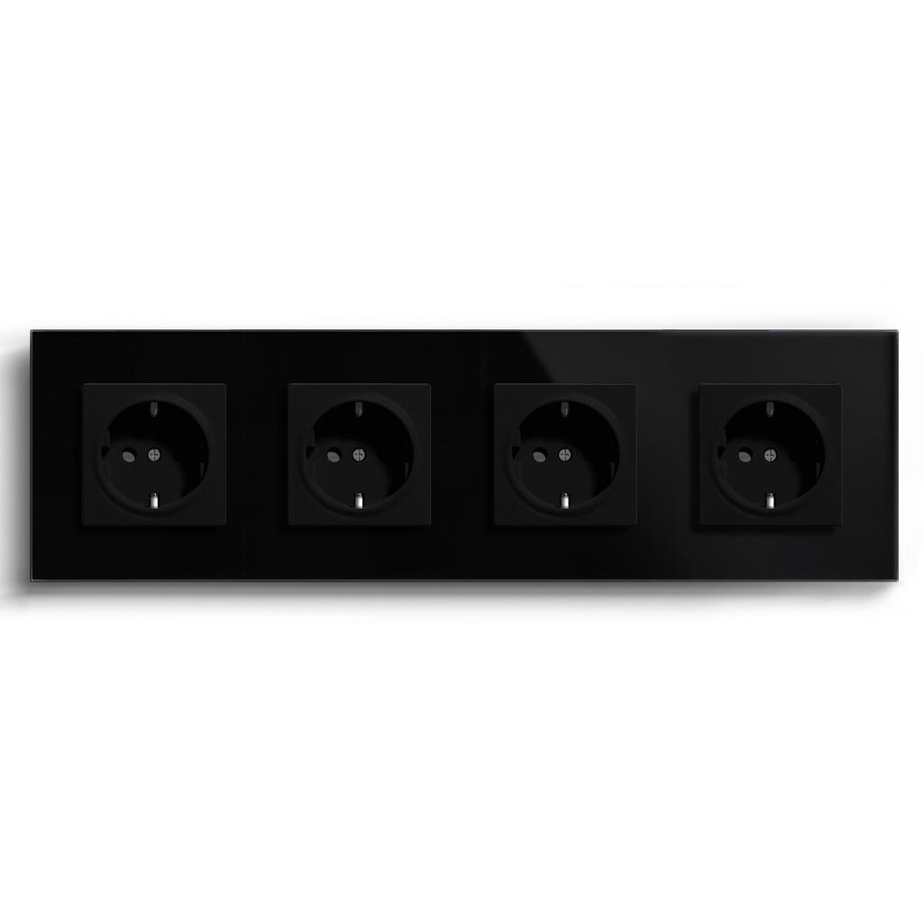 BSEED Single EU Socket Double Power Outlets Triple Electric Sockets Crystal Glass Wall Socket White Black Gold Gray 16A E Series