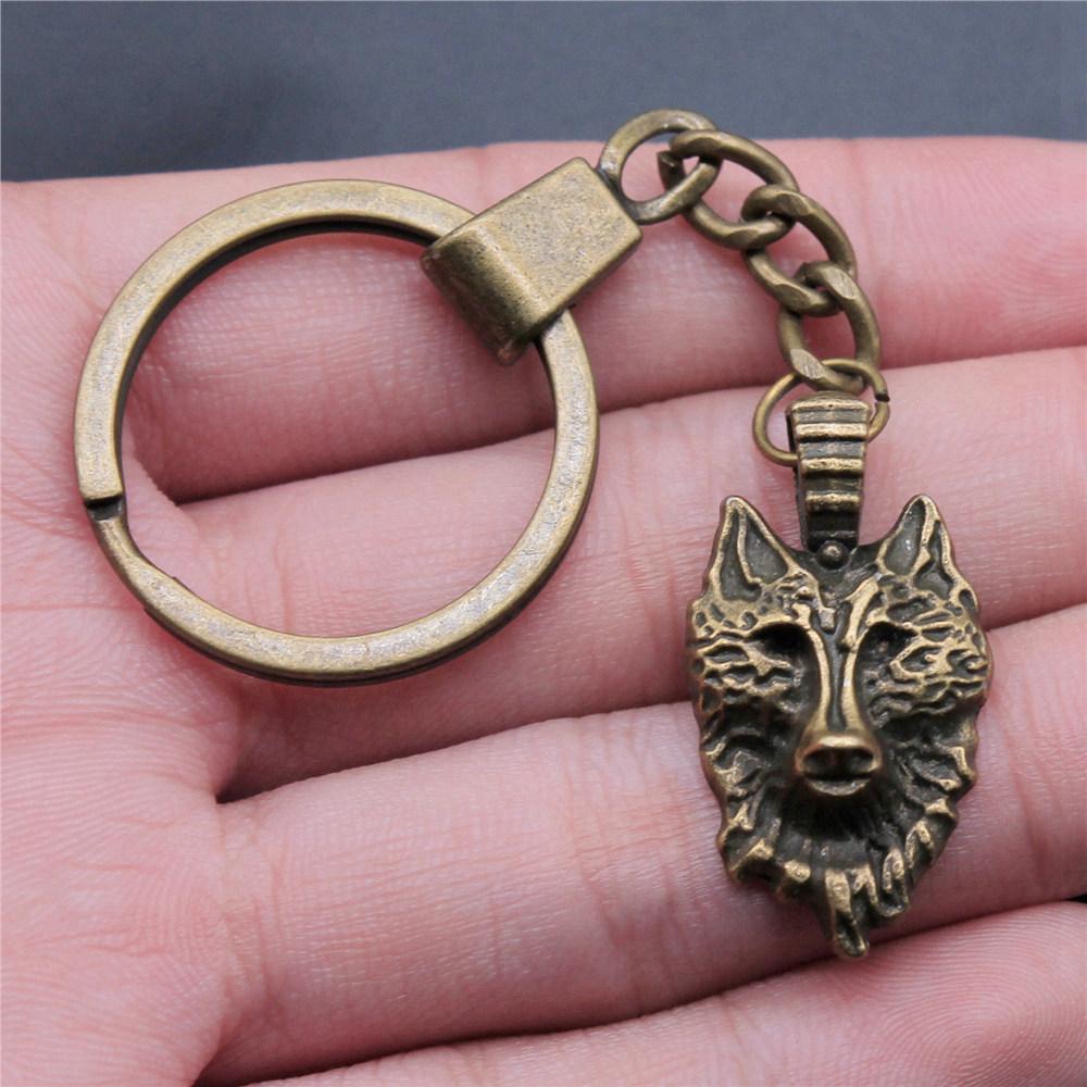 Dinosaur Animal Prehistoric Creature Pendant Antique Bronze Metal Keychain with 30mm Ring for Women High Quality