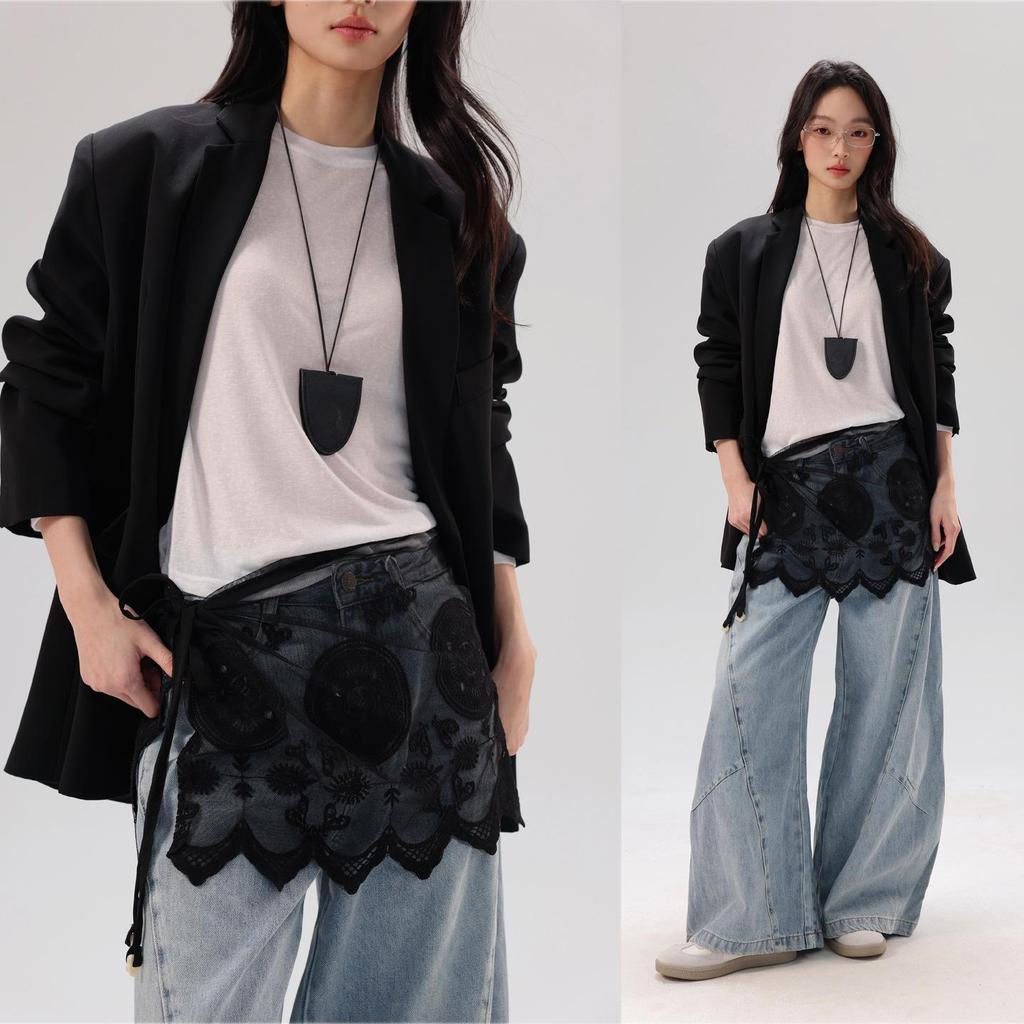 Lace Hem Layering Skirt for Women - Slimming Inner Wear Anti-Exposure Apron-Style with Magical (Shenqi) Buttocks Covering.