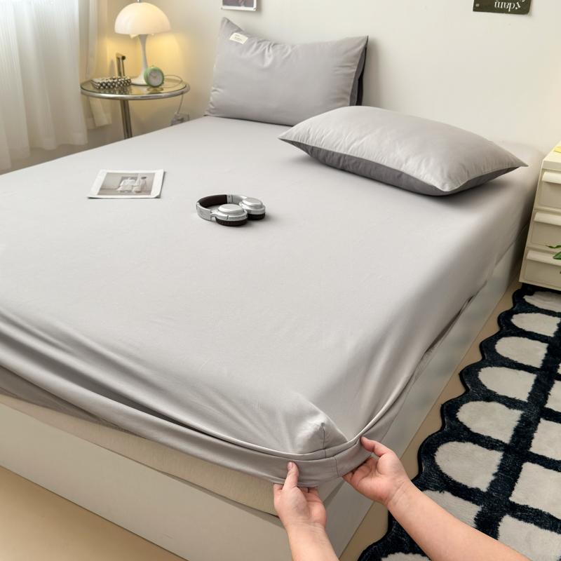Skin-friendly Bedsheet 100% Cotton Fitted Sheet Adults Kids Bed Linen Bed Cover Solid Color Sheets Couvre Lit (No Pillowcase)