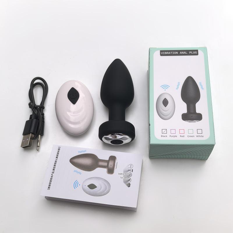 Wireless Remote Control Vibrating Silicone Butt Plug with Diamonds for Women