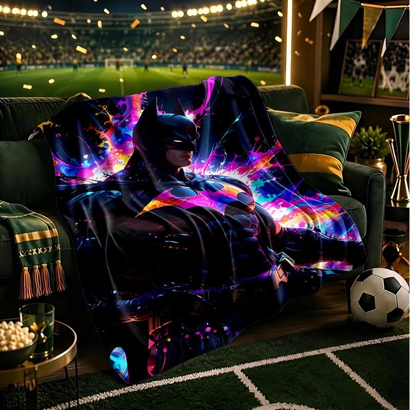 Bat In Colorful Artwork Throws Blanket Flannel Blankets Plush for Couch Bed Gifts for Men Women Travel picnic blanket Christmas fan gifts