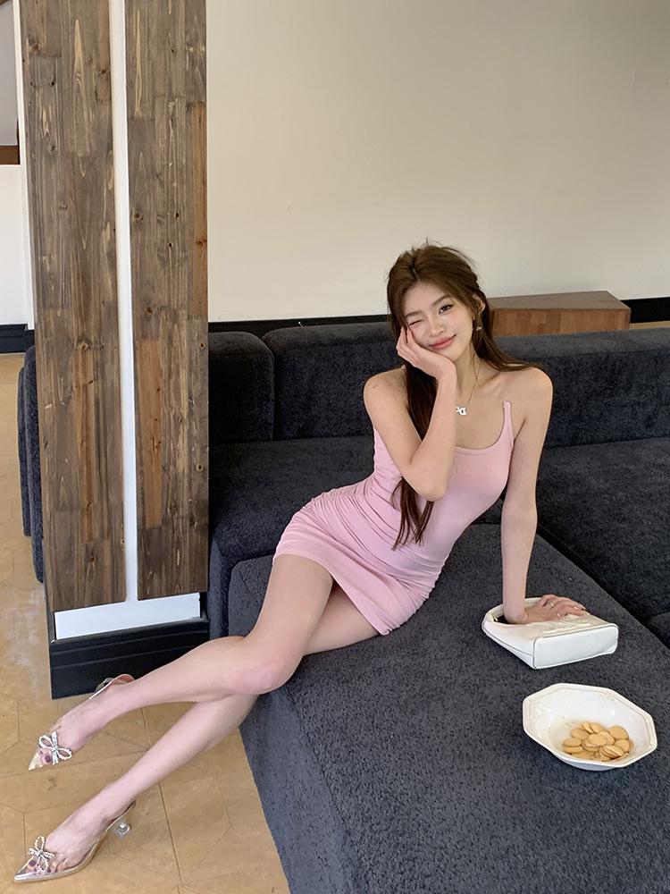 2026 Spring/Summer Sexy Slimming Back-shaping Vest Dress with Hollow-out Pleated Short Skirt