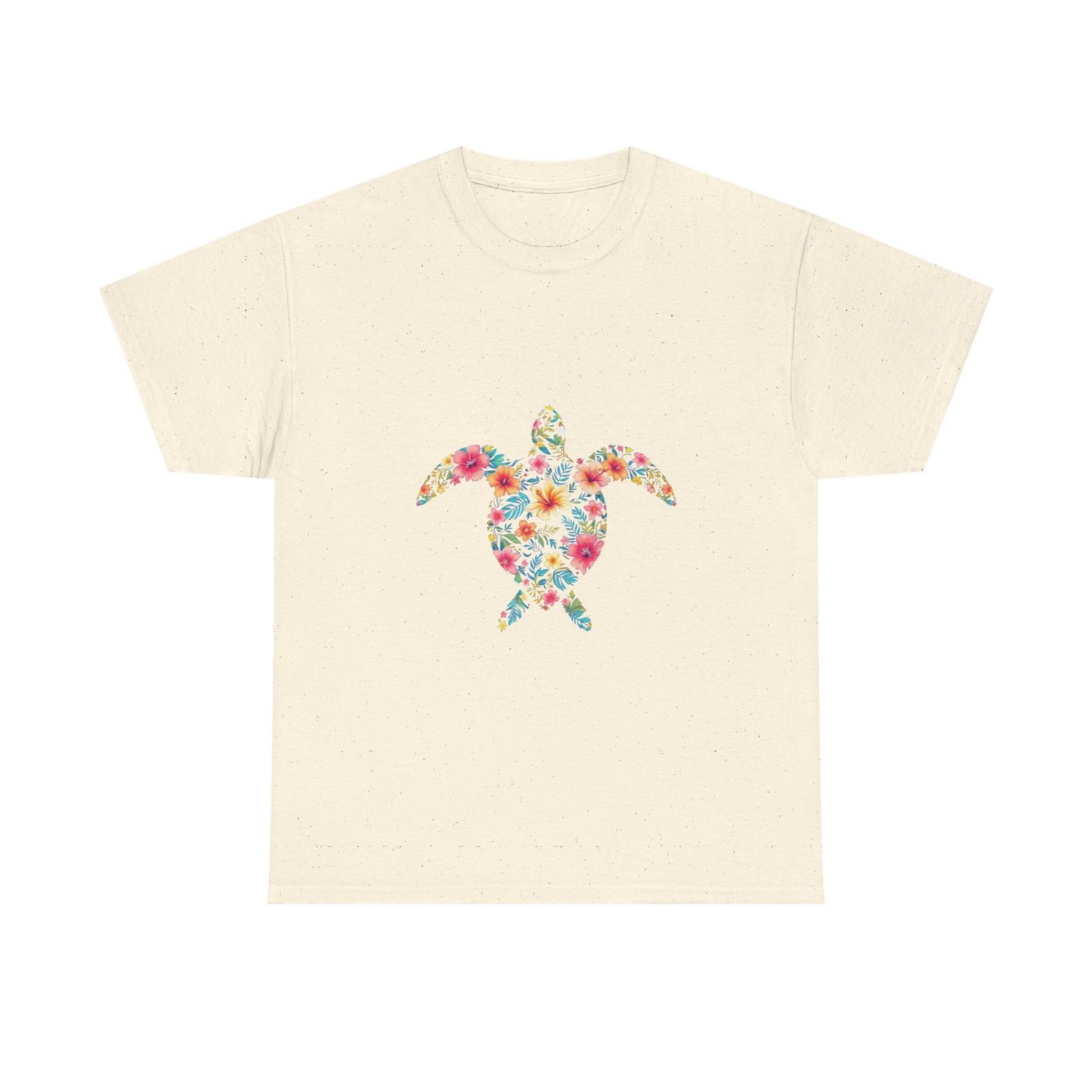 Floral Sea Turtle T-Shirt, Vibrant Ocean-Inspired Tee, Perfect for Beach Lovers 4XL