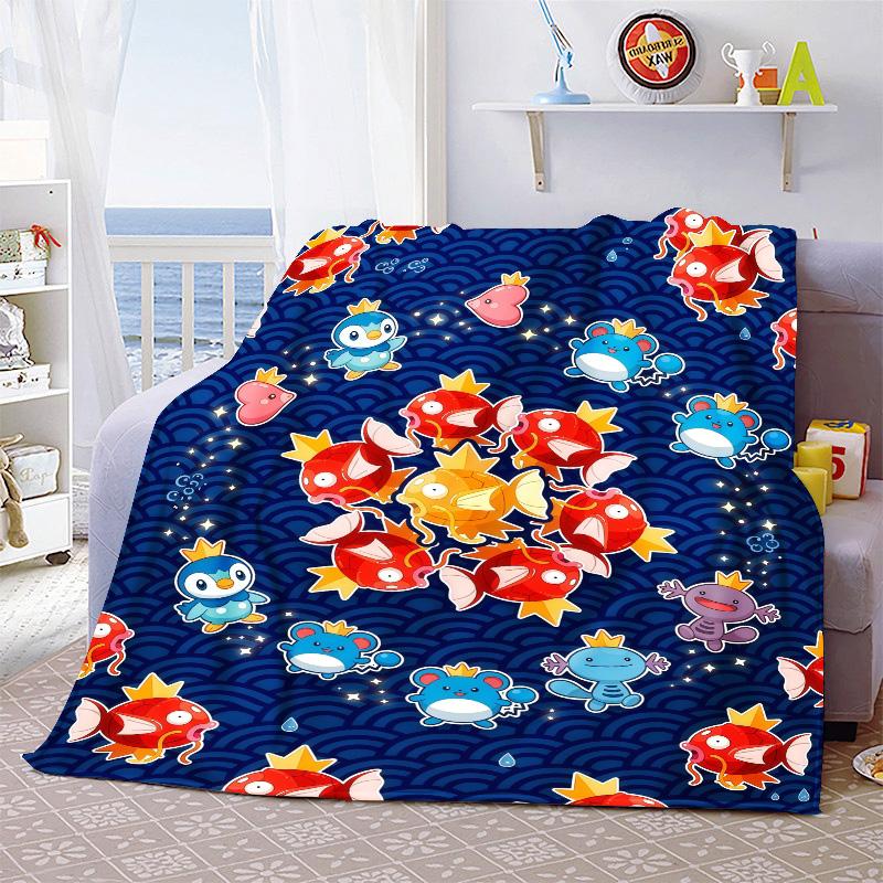 Pokemon Plush Flannel Blanket Soft Warm Lightweight Throw for Couch Sofa Bed Cozy Travel Home Decor Gift Idea -QJY