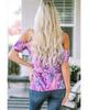 Azura Exchange Lavender Floral Print Cold Shoulder Blouse