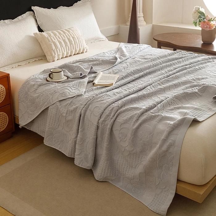 New Cotton Vintage Towel Quilt Office Nap Casual Blanket Multi-functional Solid Color Blanket