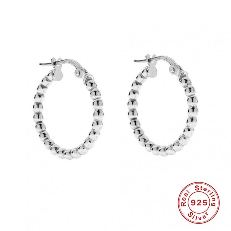 

S925 Sterling Silver Beads Doudou Earrings Earrings Ear Buckles Japanese And Korean Personality Exaggerated Street Cool Girl Wear Earrings 925 Silver платиновый