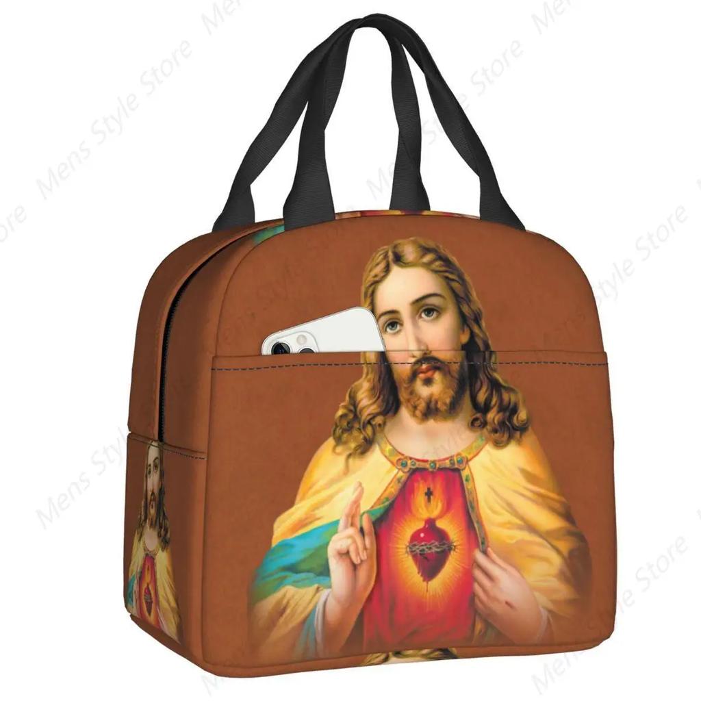 Jesus Biblical Insulated Lunch Bag for Women Religious Christian Resuable Cooler Thermal Food Lunch Box School Work Picnic Bags