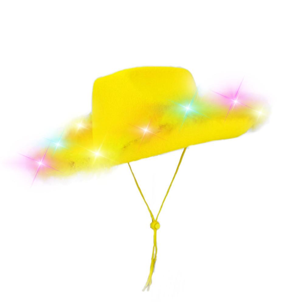 Breathable Cowboy Hat With Bright Led Trim And Large Brim For Outdoor Activities