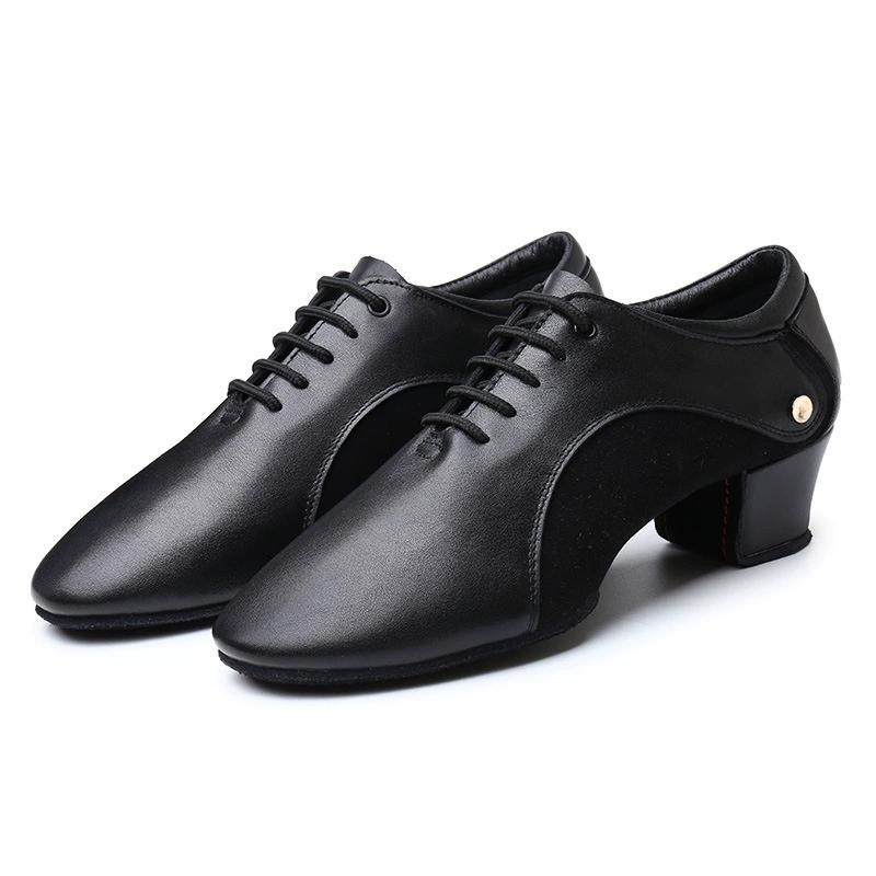 Men Latin Dance Shoes Anti Slip Square Social Ballroom Dancing Shoes Boy Practice Shoes Tango Genuine Leather Sneakers