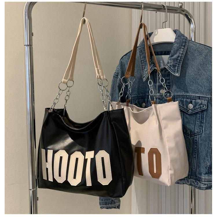 Large capacity tote bag new simple letter chain shoulder bag retro women's shopping bag