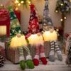 Bambola Senza Volto di Natale Gnomo Ornamenti Luce LED Lavori a Maglia Peluche Ciondolo per Albero Decorazioni Natalizie per la Casa Regalo per Bambini