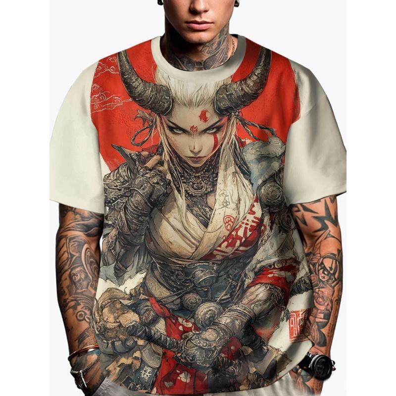 Japanese Girl 3D Print T-Shirt For Men Cool Pattern T-Shirts Summer Loose Women Short Sleeve Tees