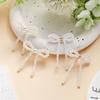 Vintage Imitation Pearl Bowknot Drop Earrings for Women Handmade Beads Long Hanging Earrings Girls Party Wedding Jewelry Gift
