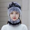 Hat Winter Women's Winter Fashion Rabbit Hair Baotou Hat Women's Green Wool Thickened Warm Ear Protection Fur Ladies