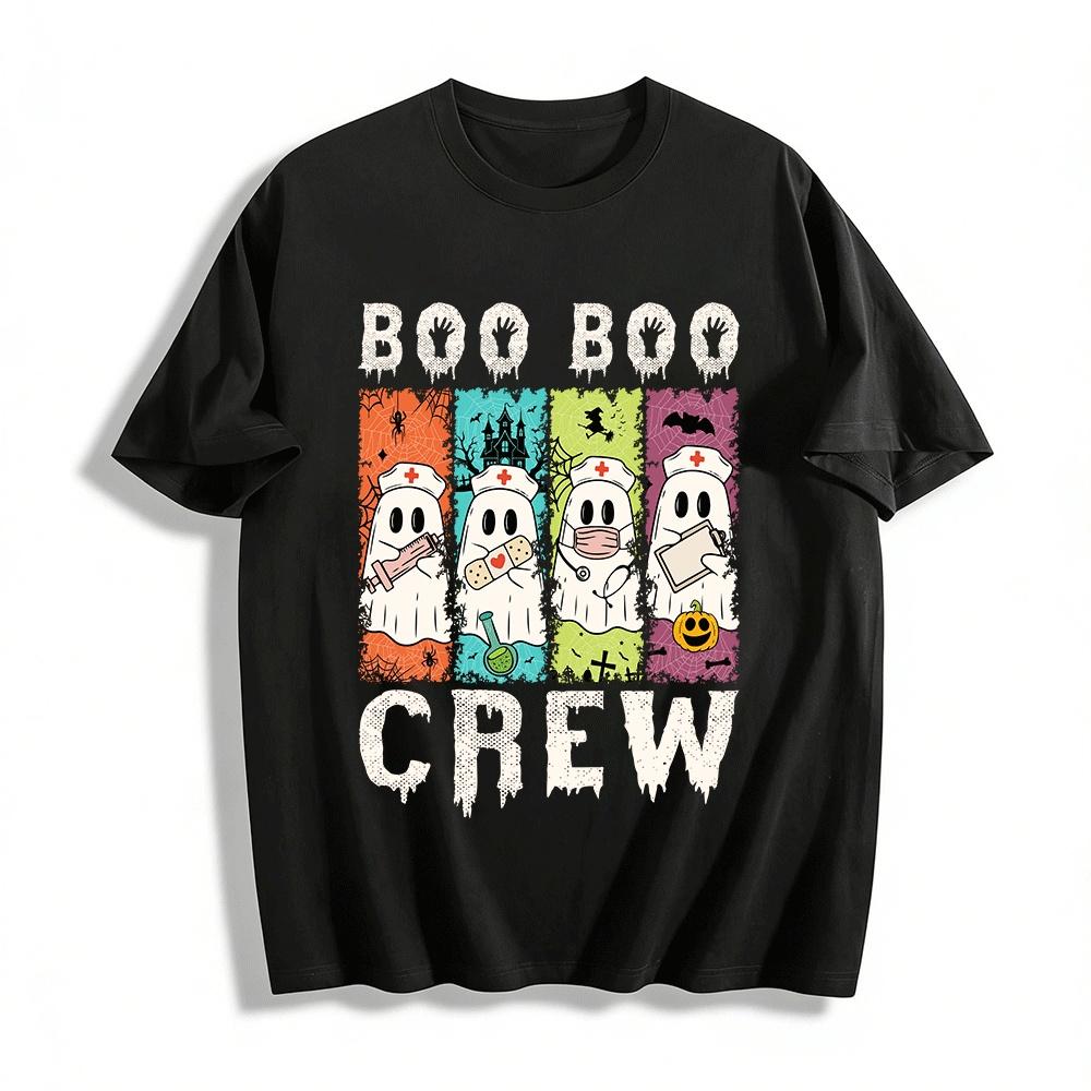 Halloween Boo Boo Crew Nurse Ghost Graphic Top Pure cotton T-shirt XXS