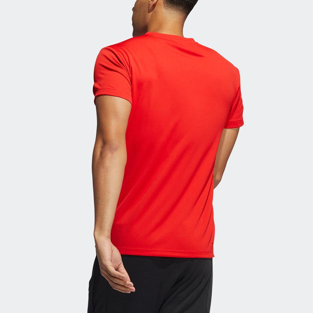 Adidas Aeroready Aero 3S Tee Striped Casual Crew Neck Short Sleeve T-Shirt Men Tops Bright-Red GM0661