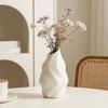 White Faux Ceramic Flower Vase Minimalist Modern Decorative Vase for Home Living Room Office Table Centerpiece