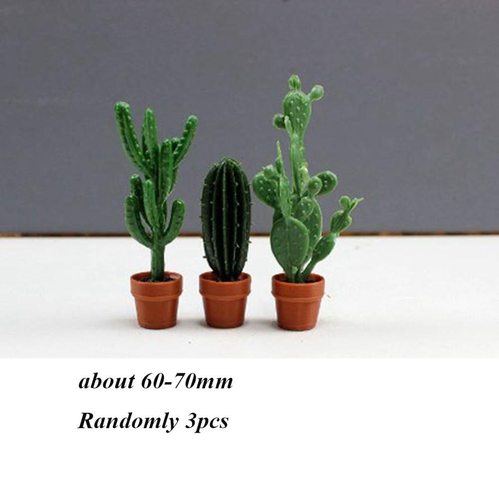 3pcs New 1:12 Dollhouse Miniature Potted Plant Multistyles Mini Bonsai Garden Home Model Play House Decor Doll House Accessories