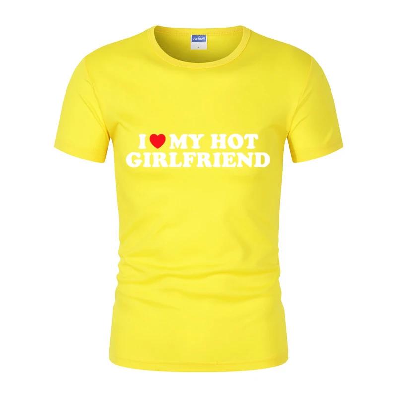 I Love My Hot Boyfriend Short-Sleeved T-Shirt Summer New Couple Funny Pattern Printed Casual Short-Sleeved T-Shirt Street Tops