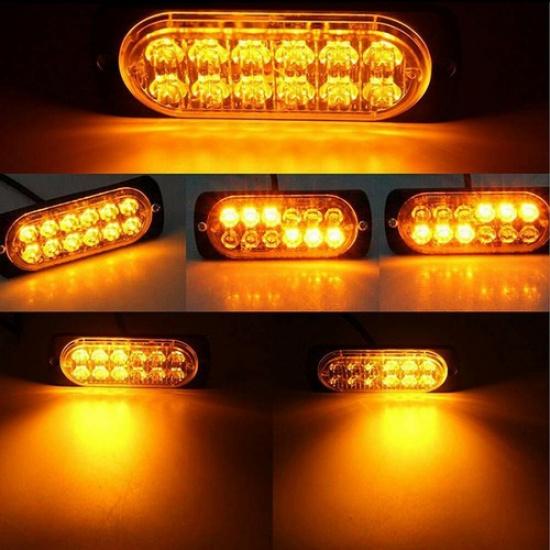 Waterproof 4X LED Amber New Truck Car Warning Hazard Beacon Strobe Flash Light