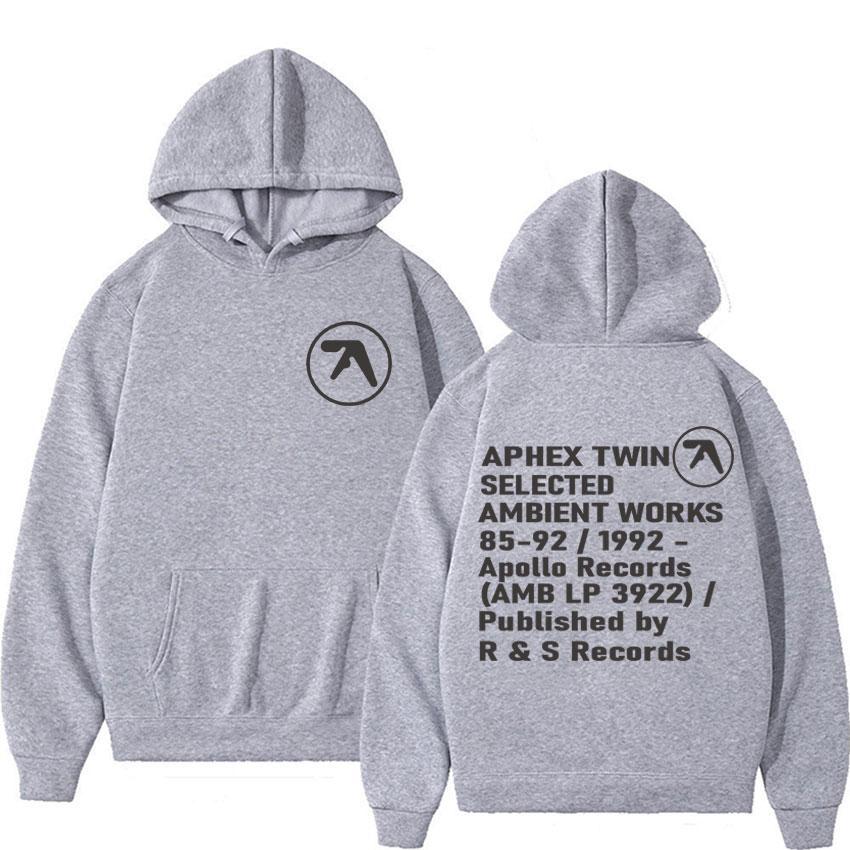 Aphex Twin Ambient Works Records Print Hooded Women Unisex Harajuku Hip Hop Punk Sweatshirt Fashion Casual Fleece Hoodie Streetwear