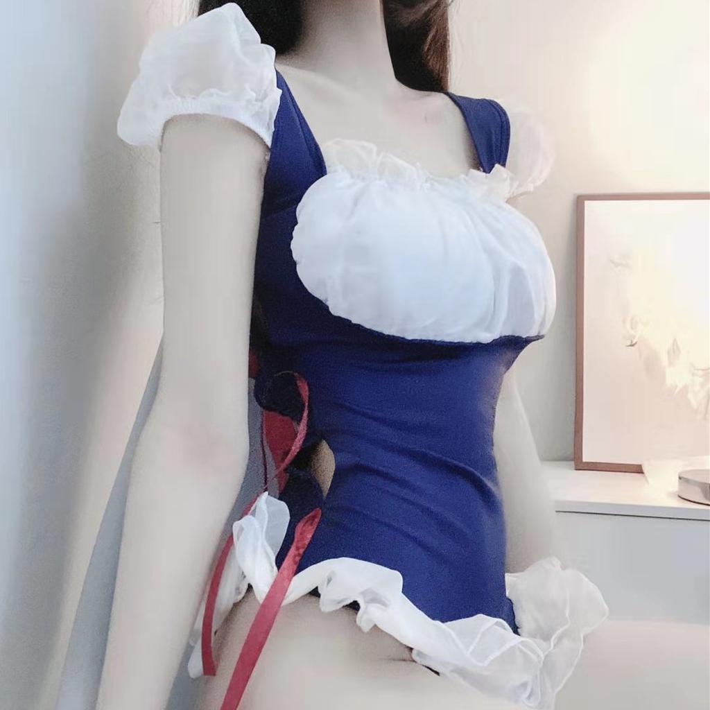 New sex underwear lotus leaf one-piece open file free of temptation princess beautiful back maid uniform