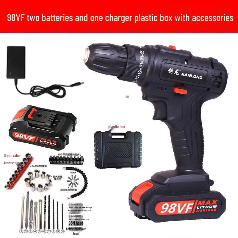 Cordless Dual-Speed Lithium Battery Electric Drill & Screwdriver for Household Use