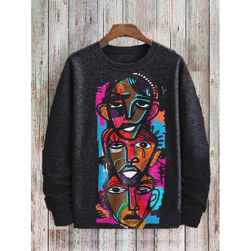 

Мужские толстовки, пуловеры, абстрактные графические футболки с длинными рукавами и принтом, свободные толстовки с круглым вырезом, мужские модные уличные топы S