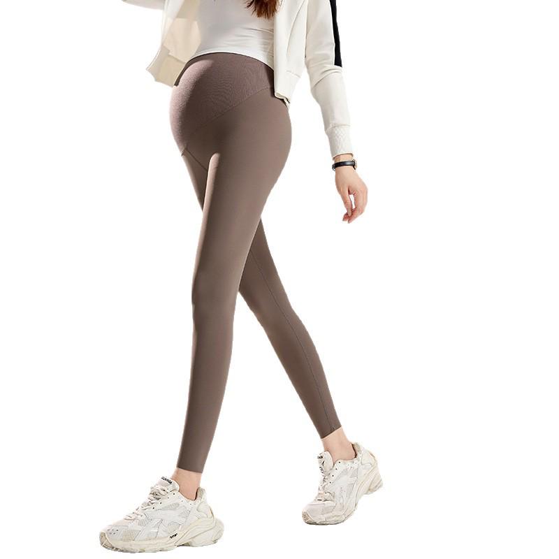 Nahtlose Umstands-Sharkskin-Leggings mit Bauchstütze und Samtfutter für Herbst und Winter