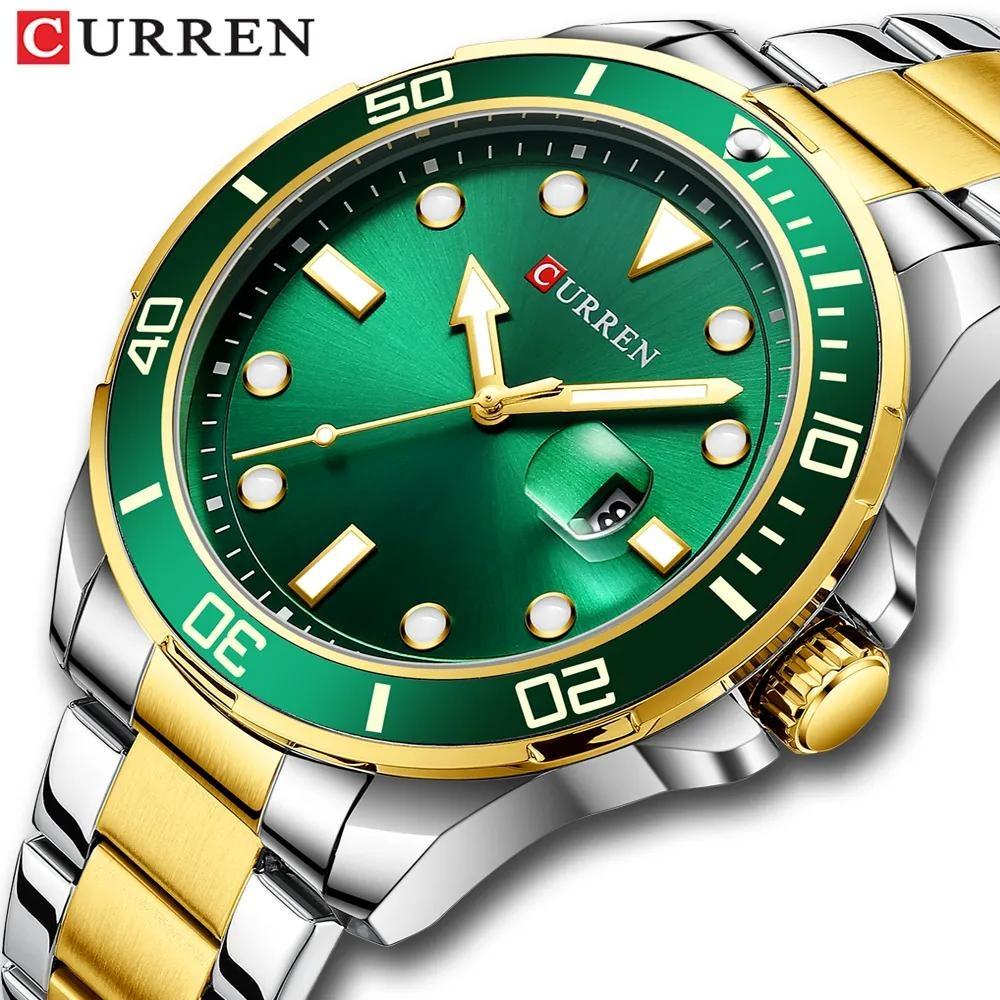 CURREN New Fashion Business Mens Wristwatches Green Clock Male Quartz Stainless Steel Watches Reloj Hombre Herrenuhr
