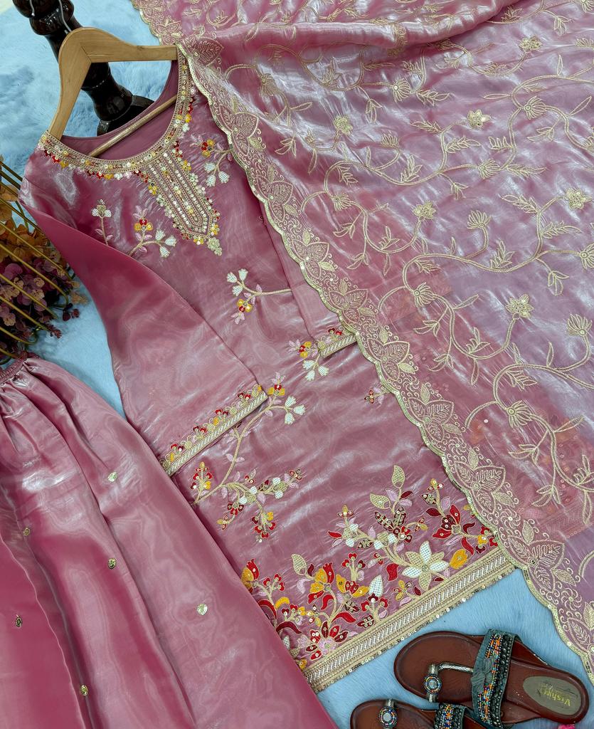 Women Designer Salwar Suit Indian Bollywood Pur Gmy Silk Palazzo Salwar Kameez Set