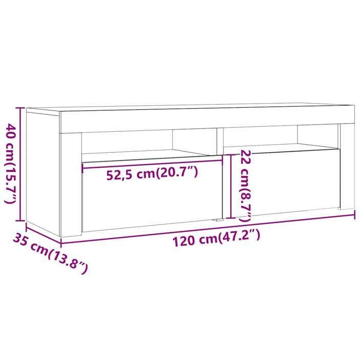 VidaXL Meuble TV avec lumières LED chêne artisanal bois d'ingénierie, support TV, meuble multimédia, console TV, meuble 856314