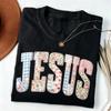 JESUS Patchwork Floral Tee Christian Inspirational Vintage Washed Shirt Fait