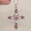 Gothic Y2K Crystal Zircon Cross Pendant Necklace for Women European and American Fashion Neck Chain Party Jewelry Birthday Gift