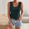 Dámský letní bezešvý top s U výstřihem, jednobarevný, volný, svetr bez rukávů, vestička
