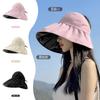 Summer New Vinyl Empty Top Hat Big Eaves UV Protection Sun Hat Breathable Portable Foldable Ponytail
