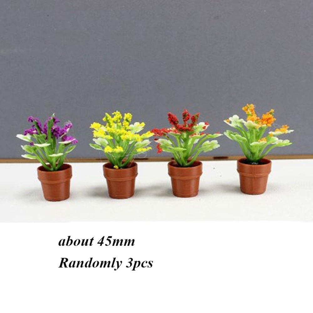 3pcs New 1:12 Dollhouse Miniature Potted Plant Multistyles Mini Bonsai Garden Home Model Play House Decor Doll House Accessories