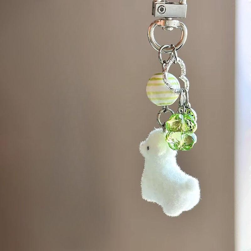 Kawaii Plush Cute Cat Keychain Flocking Animal Pendant Phone Lanyard Hanging Keycord Charm Key Chains DIY Accessories Girl Gifts