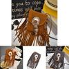 Bohemian Feather Tassel Shoulder Bag With Polyester Lining For Casual Outings